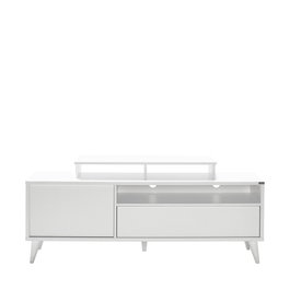 Hanah Home Soporte de TV Tvr-511-Dd-1 Blanco, Tablero de Partículas Recubierto de Melamina, Mueble Salón Elegante y Moderno con Amplio Almacenamiento